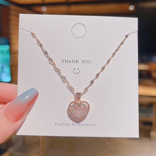 2021 New Simple Dignified Sense of Design Love Pendant Titanium Steel Necklace Female Student Girlfriend Gifts Clavicle Chain