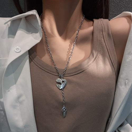 Love Key Necklace for Women Ins Simple All-Match Sweater Chain Long Letter Pendant Jewelry