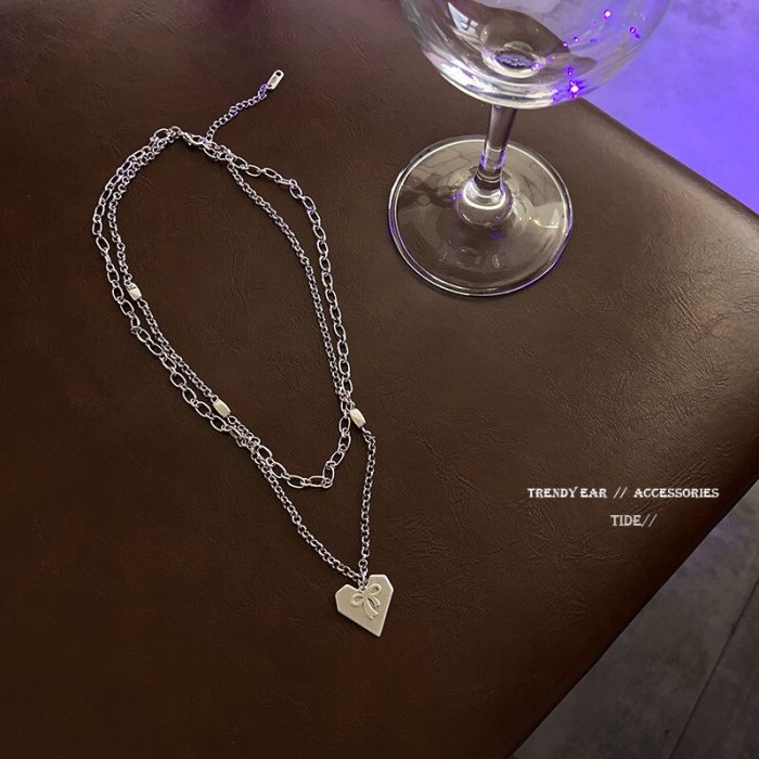 European and American Ins Fashion Double-Layer Love Necklace Female Clavicle Chain Pendant Jewelry