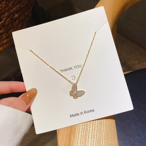 Korean Style Titanium Steel Butterfly Necklace Clavicle Chain Niche Design Pendant Ins Cold Style Simple Fashion Net Red Jewelry