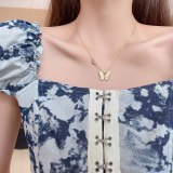 Opal Butterfly Necklace Female Popular Net Red Ins Cold Wind Niche Design Clavicle Chain Light Luxury Temperament Necklace