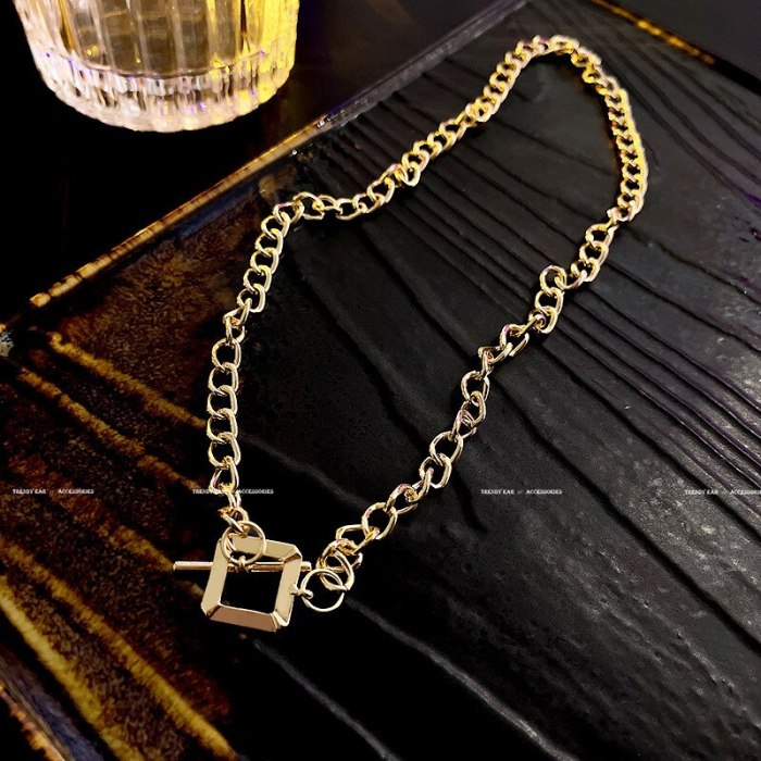 European and American Metal Thick Chain Necklace Female Ins Retro Fashion Temperament Hip Hop Twin Sweater Chain
