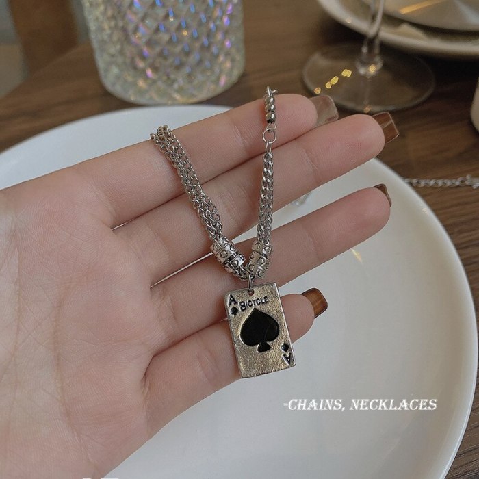 New Necklace Fashionable Titanium Steel Personalized All-Match Chain Spade Fashion Sweater Chain
