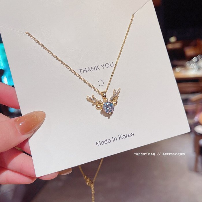 New Internet Celebrity Same Design Titanium Steel Necklace Female Simple Graceful Zircon Clavicle Chain