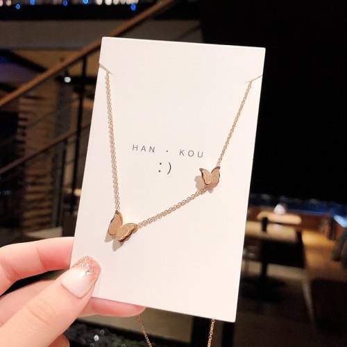 New Titanium Steel Butterfly Necklace Female Niche Design Clavicle Chain High-Grade Simple Fashion Graceful Online Influencer