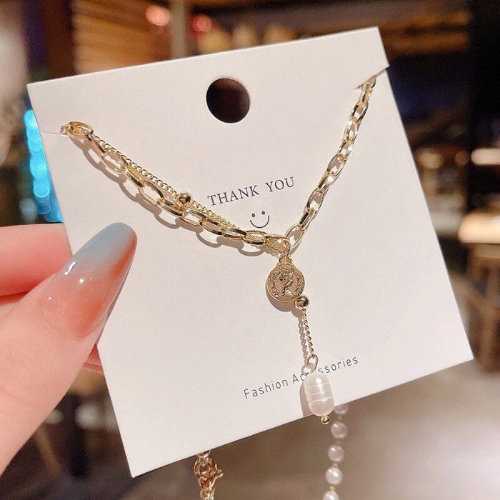 Japanese and Korean Baroque Style Graceful and Fashionable Necklace Women's Personalized Double-Layered Tassel Clavicle Chain