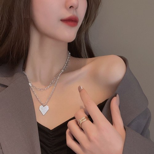 European and American Ins Fashion Double-Layer Love Necklace Female Clavicle Chain Pendant Jewelry