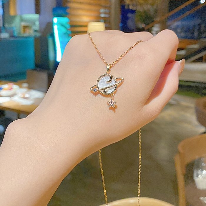 Design Sense Xingyue Universe Titanium Steel Necklace New Ins Indifference Trend Internet Celebrity Minimalist Clavicle Chain
