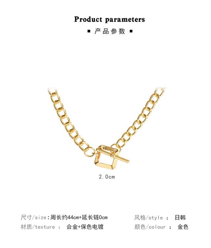 European and American Metal Thick Chain Necklace Female Ins Retro Fashion Temperament Hip Hop Twin Sweater Chain