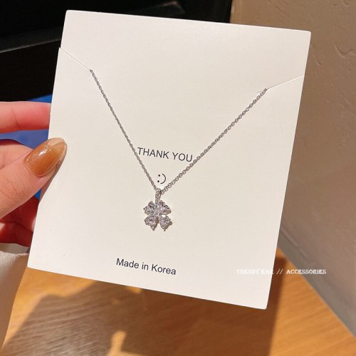 Korean Style New Titanium Steel Super Flash Zircon Flower Necklace Women's New Ins Fashion Simple Graceful Clavicle Chain