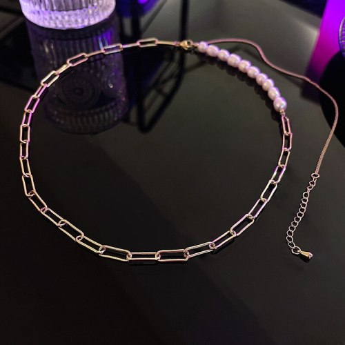 New Korean Style Hip Hop Long Pearl Tassel Sweater Chain Ins Fashion Design Necklace Female Clavicle Chain