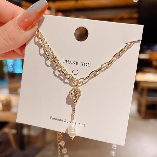 Japanese and Korean Baroque Style Graceful and Fashionable Necklace Women's Personalized Double-Layered Tassel Clavicle Chain