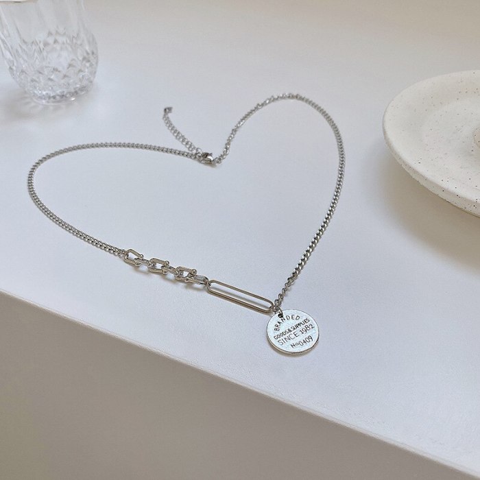 European-Style round Letter Necklace for Women Ins Trendy Simple Retro Clavicle Chain Personalized Sweater Chain