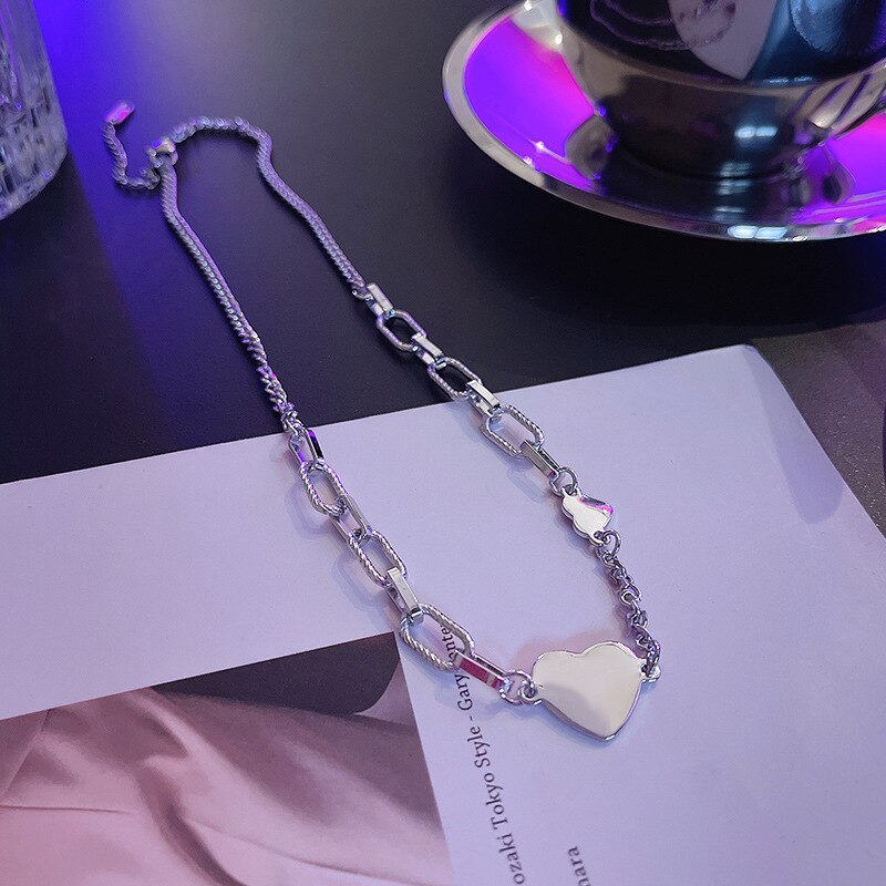 New Double-Layer Titanium Steel Love Pendant Necklace Women's Retro Ins Trendy Personality Fashion Short Necklace Wholesale