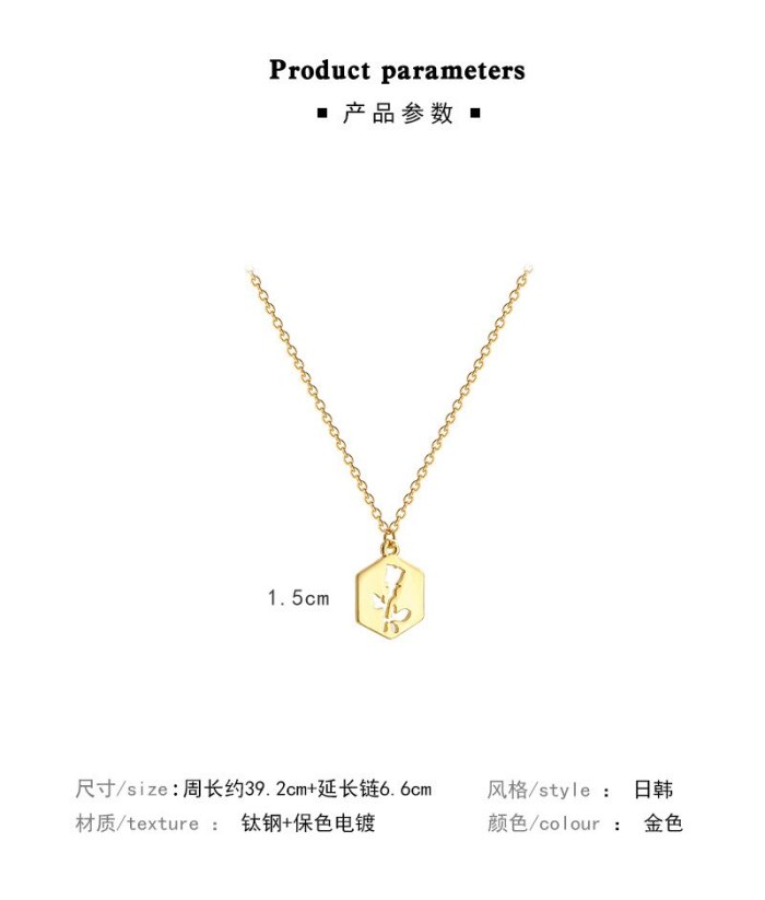 New Korean Style Hollow Rose Titanium Steel Necklace Simple Fashion Design Sense Temperament Clavicle Chain