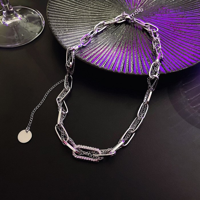 New Fashion Unique Geometric Titanium Steel Necklace Ins Internet Celebrity Same Style Temperament Thick Straps Clavicle Chain