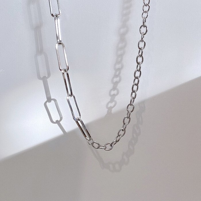 Simple Clip Necklace Ins Chain Pin Clavicle Personality Hip Hop Men and Women Titanium Steel Necklace