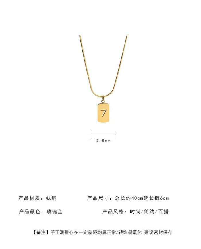 Titanium Steel Special-Interest Design Lucky Number 7 Necklace Ins Cold Style Clavicle Chain Female Simple Graceful Pendant