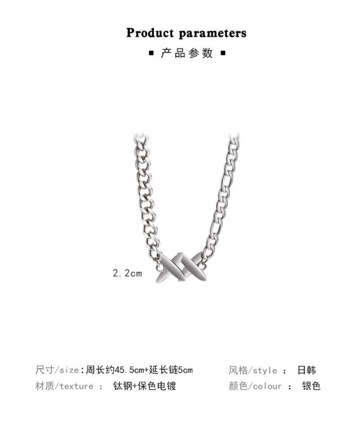 2021 New Ins Titanium Steel Necklace Women's European and American Metal Hip Hop Street Temperament Clavicle Chain Pendant