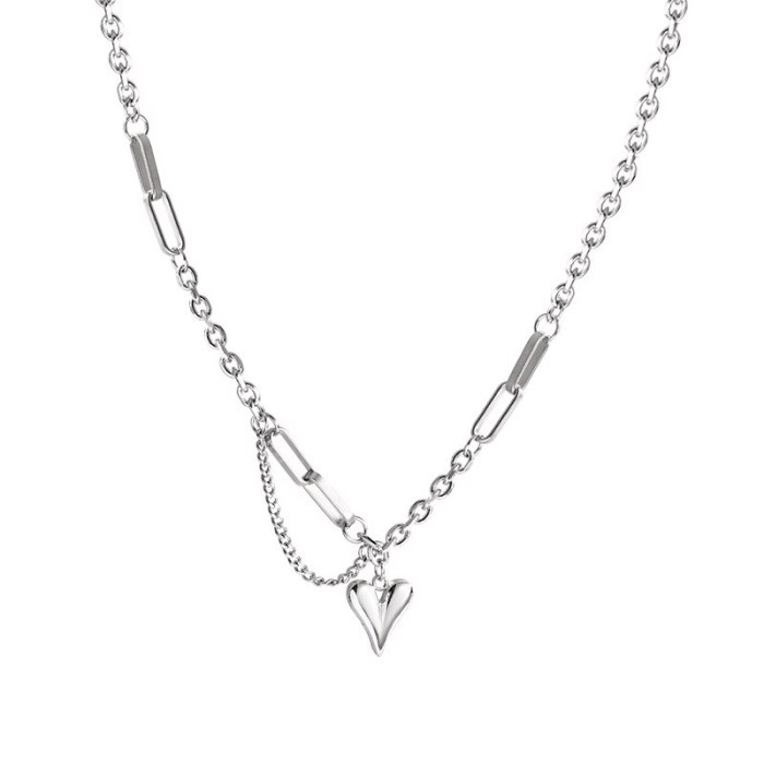 Simple Love Titanium Steel Necklace Unique Design Stitching Chain Temperament Fashion Normcore Style Clavicle Chain