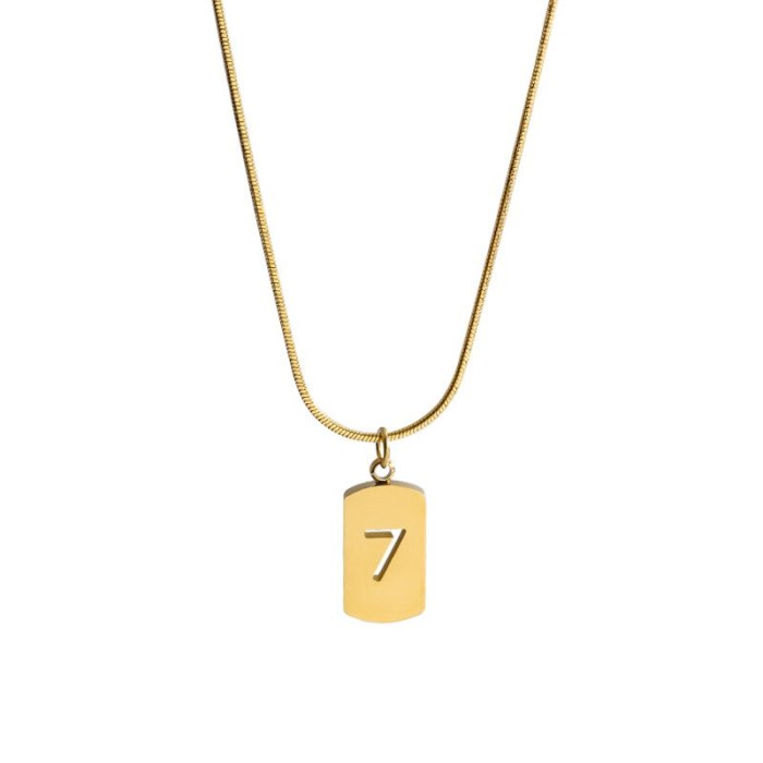 Titanium Steel Special-Interest Design Lucky Number 7 Necklace Ins Cold Style Clavicle Chain Female Simple Graceful Pendant