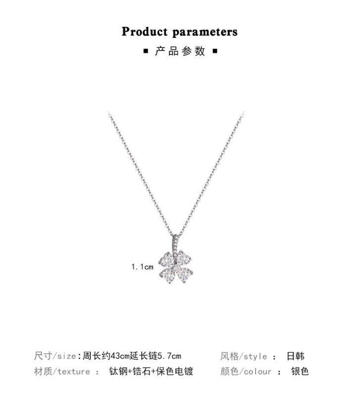 Korean Style New Titanium Steel Super Flash Zircon Flower Necklace Women's New Ins Fashion Simple Graceful Clavicle Chain