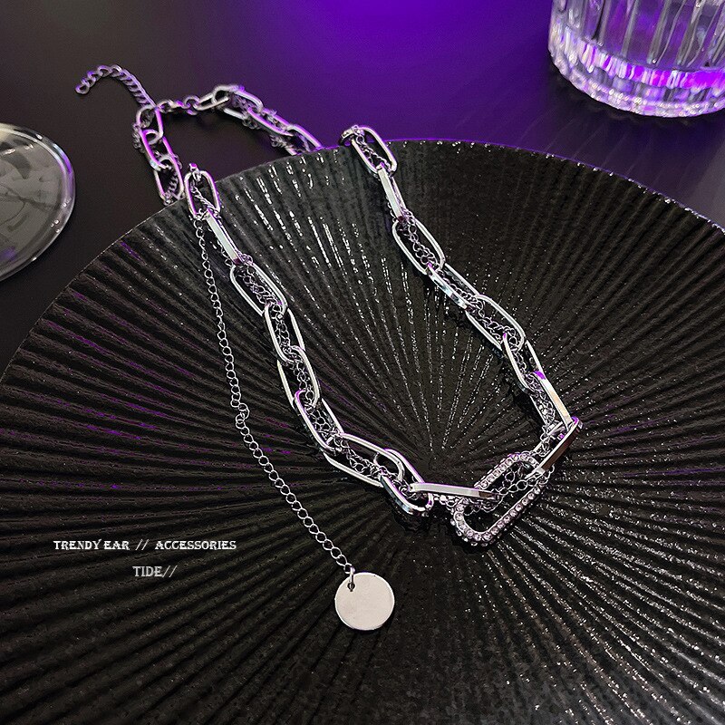 New Fashion Unique Geometric Titanium Steel Necklace Ins Internet Celebrity Same Style Temperament Thick Straps Clavicle Chain