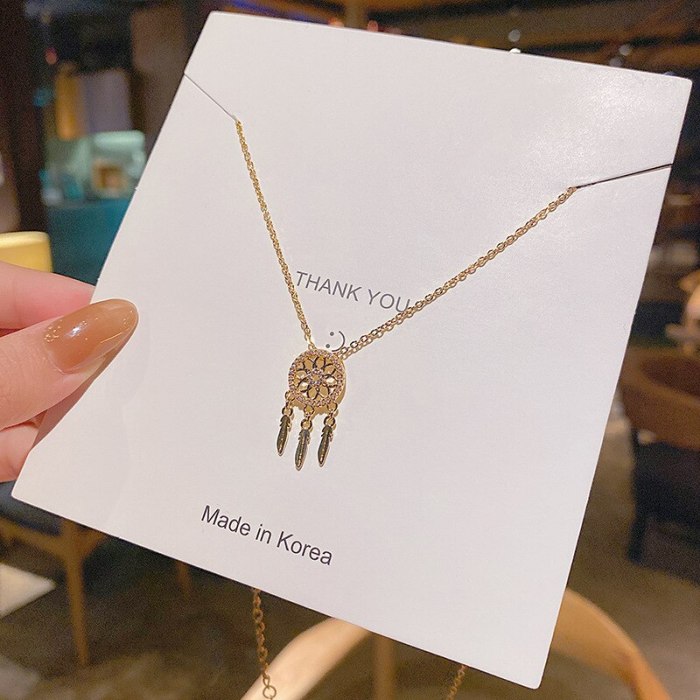 Titanium Steel Necklace High-Grade Rose Gold Feather Personalized Clavicle Chain Short Necklace Niche Accessories Wholesale