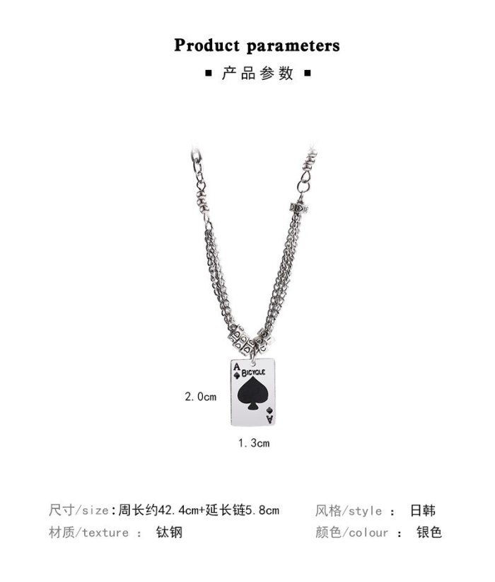 New Necklace Fashionable Titanium Steel Personalized All-Match Chain Spade Fashion Sweater Chain