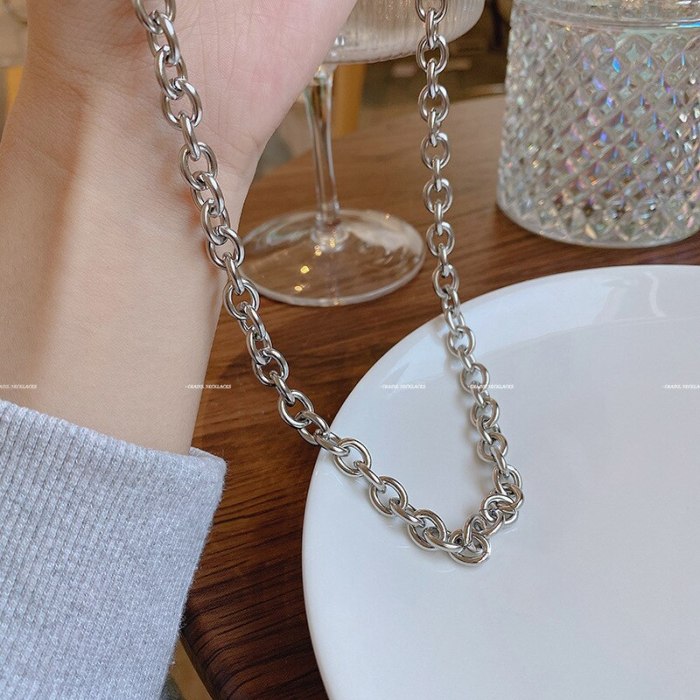 European and American Thick Chain Autumn and Winter Necklace Ins Hip Hop Fashion Clavicle Chain Women's Sweater Chain Jewelry
