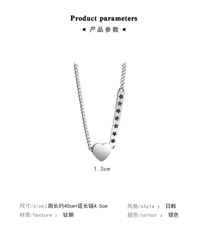 Hip Hop Style Love Heart Necklace Female Ins Temperamental Cold Style Clavicle Chain Retro Personality Sweater Chain