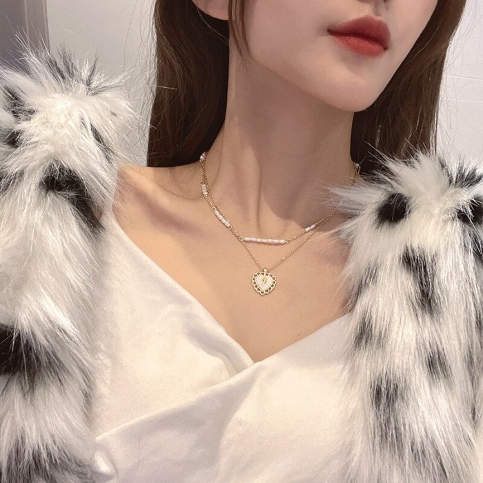 Korean New Titanium Steel Love Super Flash Zircon Pendant Necklace Female Online Influencer Same Style Clavicle Chain