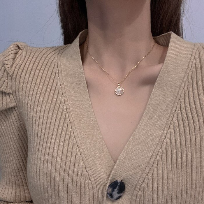 New Ins Internet Celebrity Same Six-Pointed Star Opal Necklace Women's Fashion Design Sense Temperament Clavicle Chain