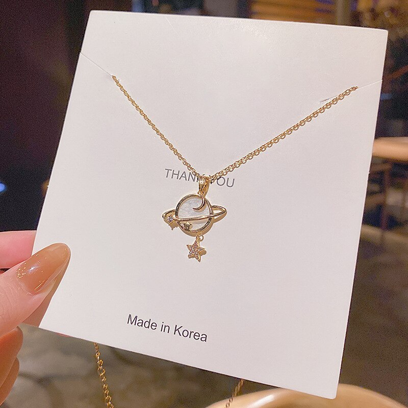 Design Sense Xingyue Universe Titanium Steel Necklace New Ins Indifference Trend Internet Celebrity Minimalist Clavicle Chain