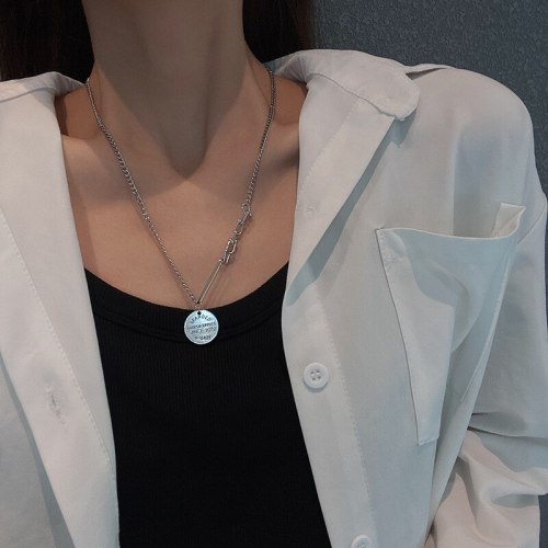 European-Style round Letter Necklace for Women Ins Trendy Simple Retro Clavicle Chain Personalized Sweater Chain