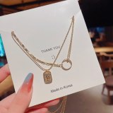 New Retro Avatar Double-Layer Titanium Steel Necklace Female European and American Exaggerated Temperament Clavicle Chain