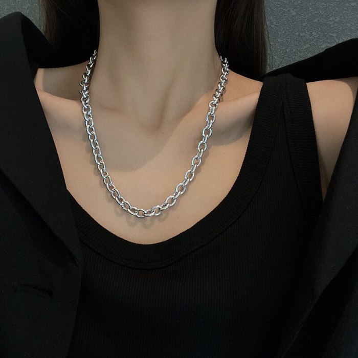 European and American Thick Chain Autumn and Winter Necklace Ins Hip Hop Fashion Clavicle Chain Women's Sweater Chain Jewelry