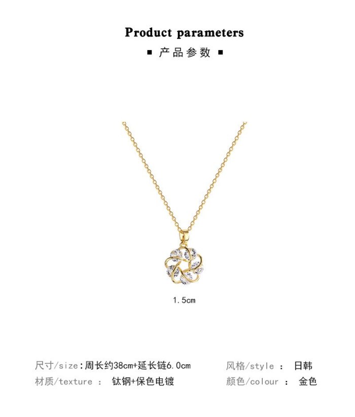 New Super Flash Flower Zircon Pendant Necklace Female Online Influencer Same Style Fashion Fashion Titanium Steel Clavicle Chain