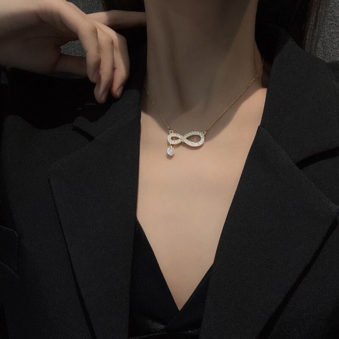 Fairy High-Grade Bow Titanium Steel Necklace Female Graceful Personality Ins Popular Net Red Same Style Necklace Wholesale