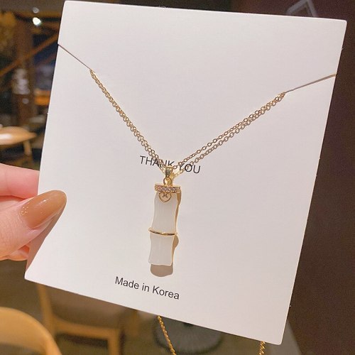 Titanium Steel Bamboo Necklace Small Titanium Personality Steel Clavicle Chain Internet Celebrity High Sense Ins Simple Necklace