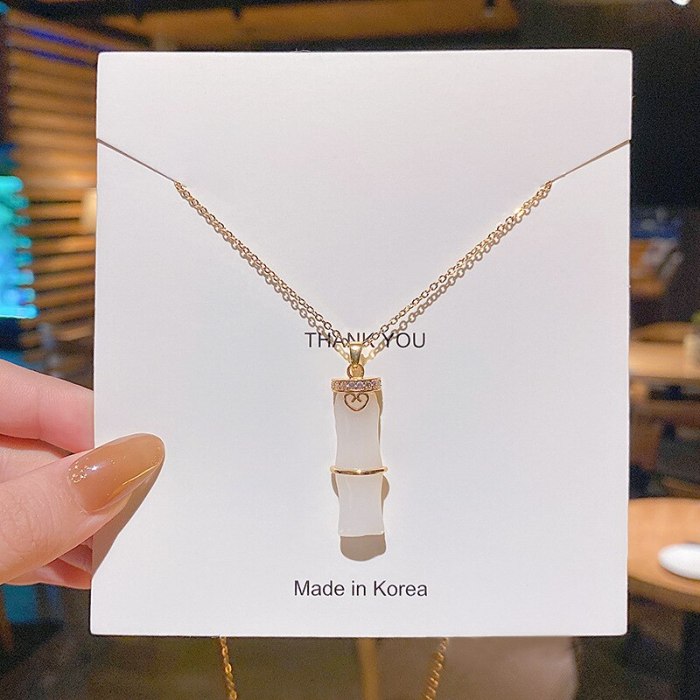 Titanium Steel Bamboo Necklace Small Titanium Personality Steel Clavicle Chain Internet Celebrity High Sense Ins Simple Necklace