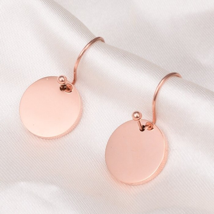 E26 Generous Style Mid-Wafer Sequins Ear Hook Earrings 18K Titanium Steel Rose Gold European and American Style
