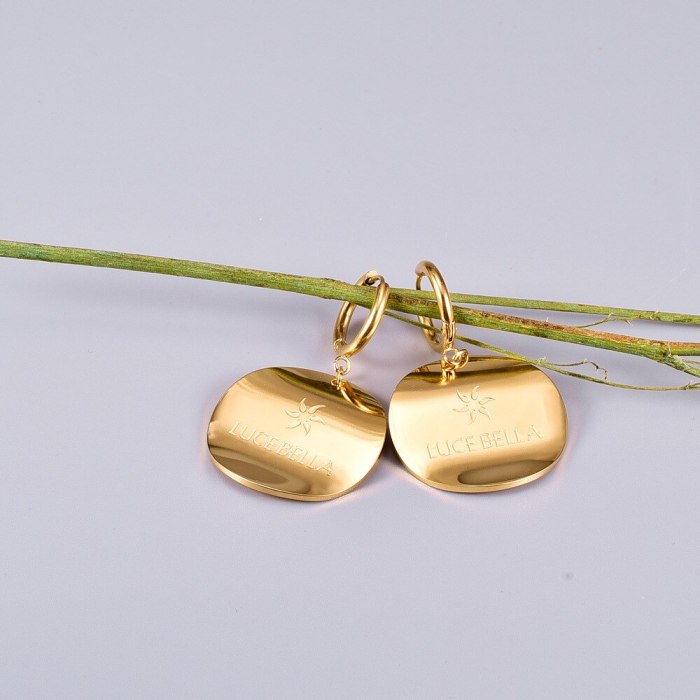 E96 Korean Fashion Titanium Steel Plated 18K Gold Net Red Earrings Personality Wave round Brand Ear Studs Earrings Ear Ring