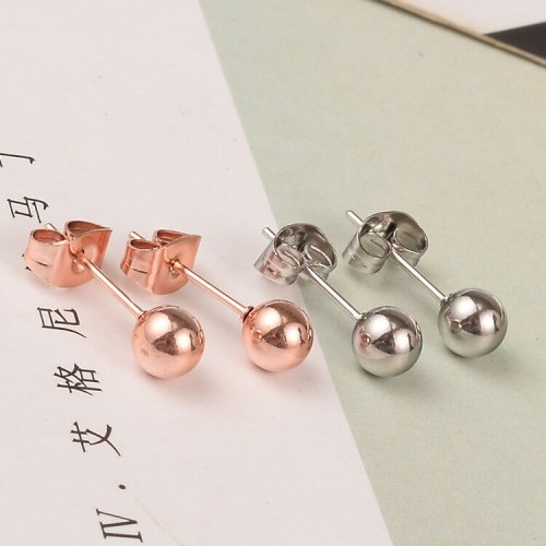 E36 New Cute Beanie round Beads Popular Internet Influencer Stud Earrings Titanium Steel Earrings