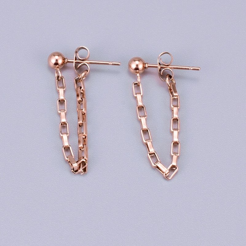 E43 Wholesale European and American Simple Cold Style Stylish and Unique Trendy Chain Long Earrings Golden Earrings