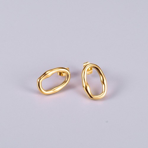 E04 Sonic Stereo Ring Irregular Design Short Quality Earrings Earrings Titanium Steel 18K Gold Plating Gloss