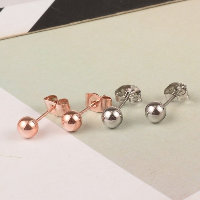 E36 New Cute Beanie round Beads Popular Internet Influencer Stud Earrings Titanium Steel Earrings