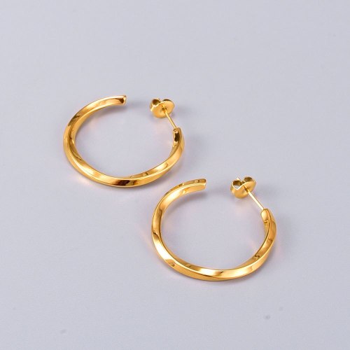 E46 Wholesale 18K Gold European American Line Ear Ring Fashion Simple Cold Ring Titanium Steel Button Line Ear Studs