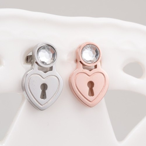 E117 Shiny Love Diamond 18K Titanium Steel Rose Gold Earrings Earrings Fashion Korean Earrings