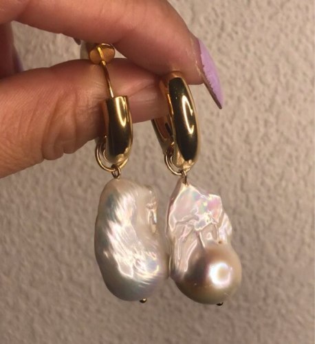E99 Internet Celebrity Elegance Retro Earrings Female Earrings Baroque Pearl Earrings 18K Golden Long Fashion Earrings